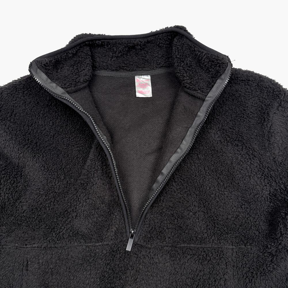 NWOT NO BOUNDARIES Plush Pullover 1/4 Zip Fleece Teddy Sweater (Black | XL) - Picture 3 of 7